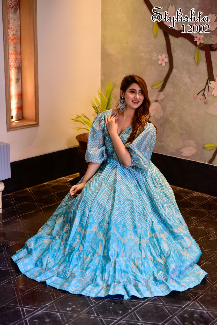 Stylishta Vol 12 Long Gown Collection Single And Set Stockiest And Supplier From Surat