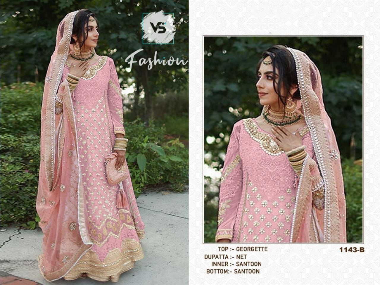 Vs D No 1143 By Vs Fashion Designer Georgette Suit Single And Set Stockiest And Supplier From Surat