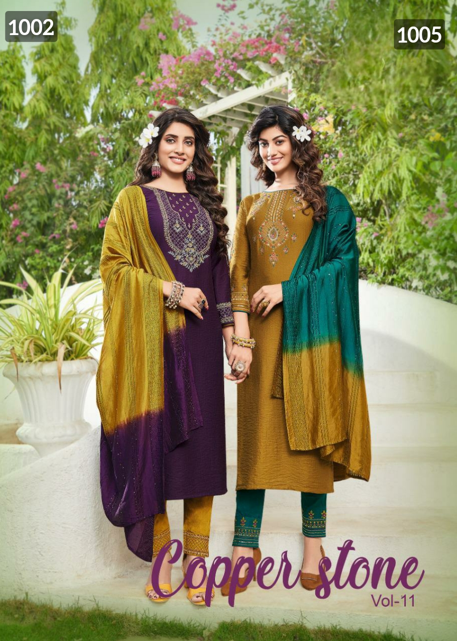 Copper Stone Vol 11 By Ladies Flavour Top Bottom With Dupatta Single And Set Stockiest And Supplier ...