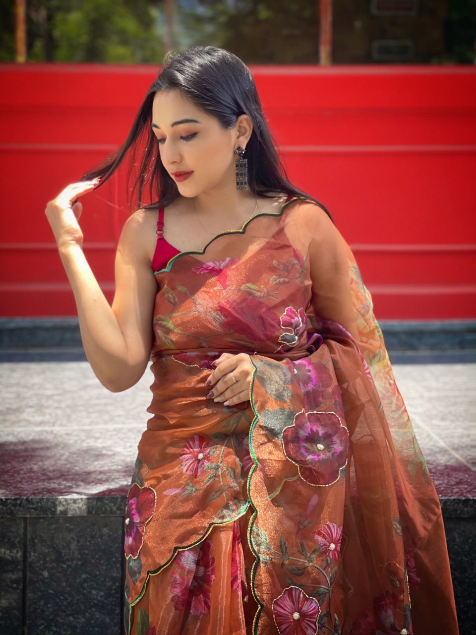 Brijbala By Vtg Organza Handwork Digital Print Saree Single Avilable Wholesaler Surat