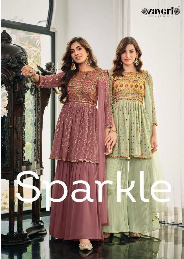 Sparkle By Zaveri Designer Plazo Suit Ready To Wear Single And Set Stockiest And Supplier From Surat