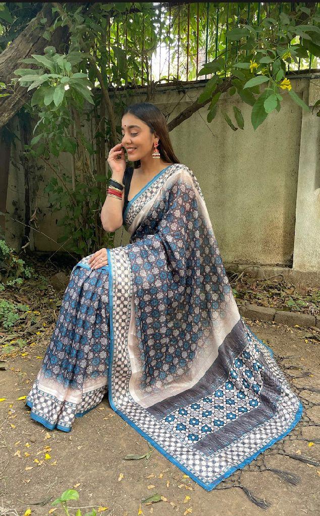 Ajrakh New Kota Doriya Saree Single And Set Stockiest And Supplier From Surat