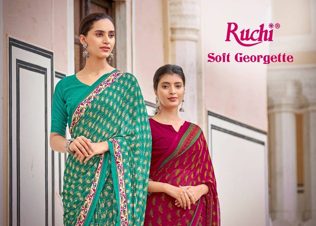 Soft Georgette By Ruchi Saree Single And Set Stockiest And Supplier From Surat