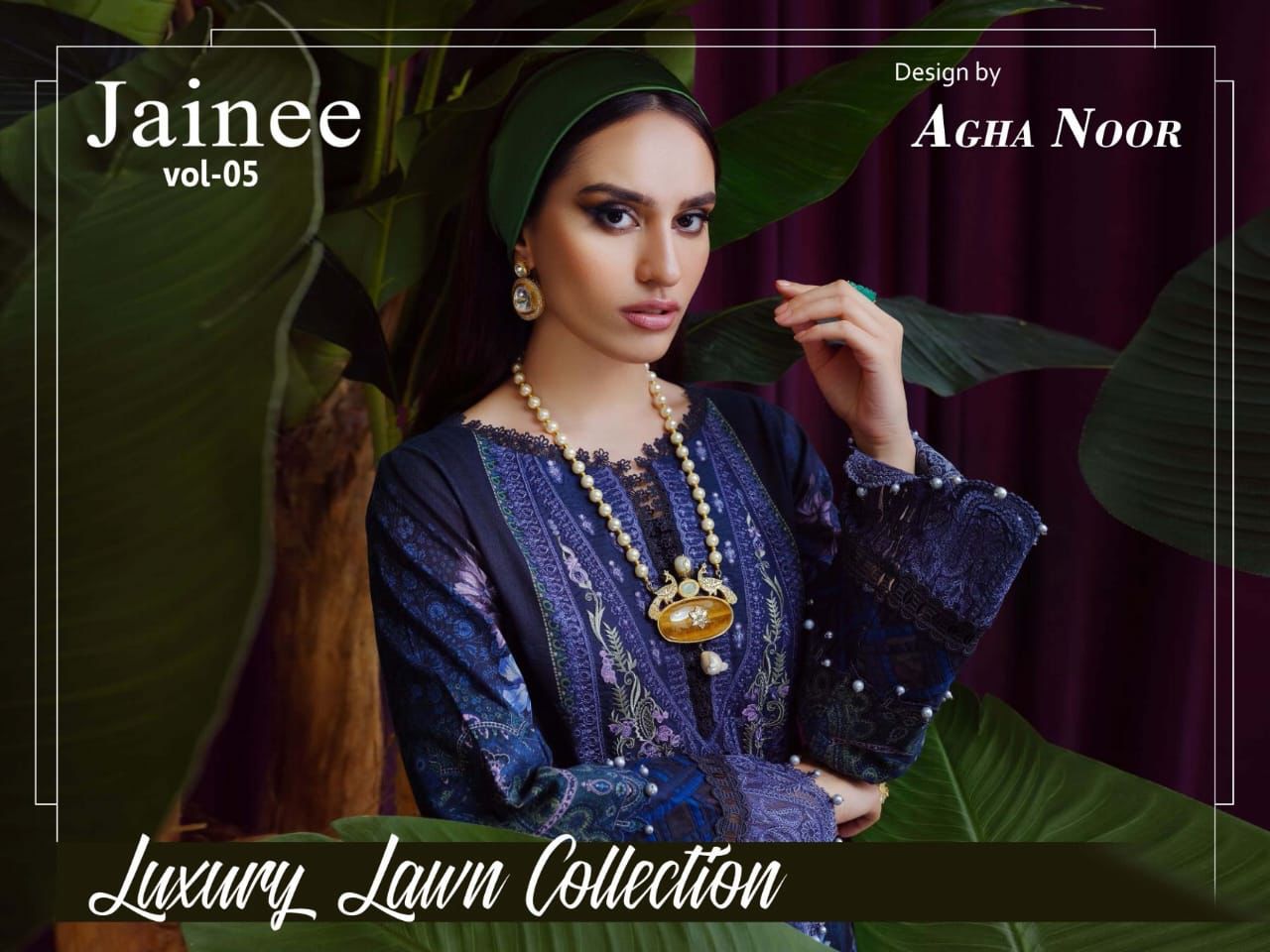 Jainee Vol 5 Laxuria Lawn Collection By Agha Noor Cotton Suit Dealer And Exporter Surat Gujarat