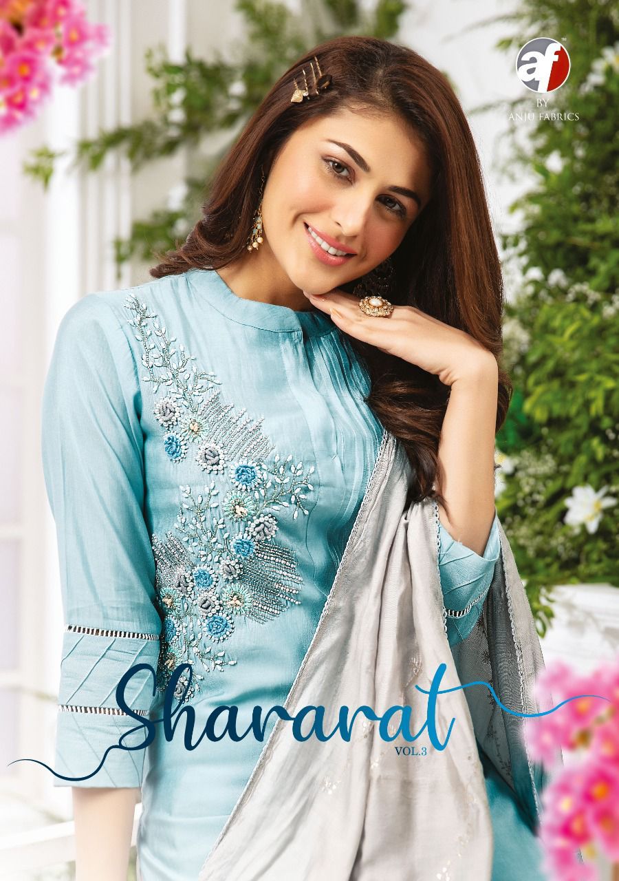 Shararat Vol 3 By Anju Fabrics Designer Stylish Wear Collection Dealer And Exporter Surat Gujarat