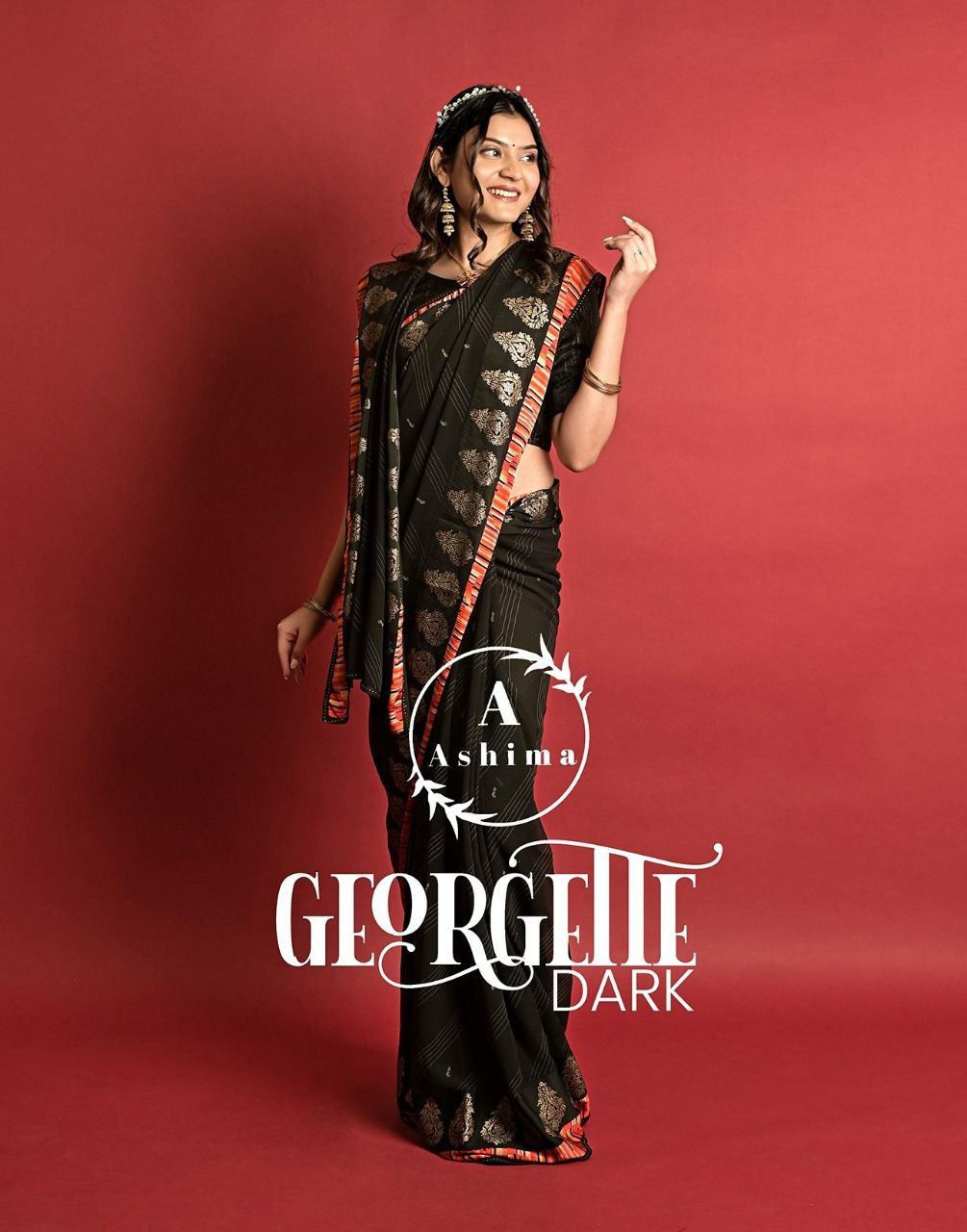 Georgette Dark By Ashima Designer Saree Single And Set Stockiest And Supplier From Surat