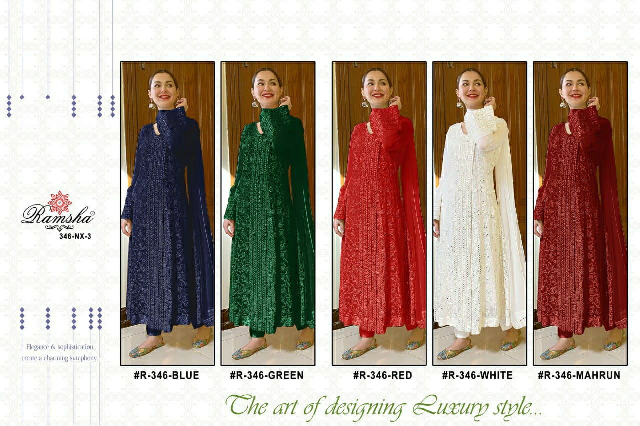 Ramsha R 346 Colours Designer Pakistani Suit Single Available Wholesaler Surat Gujarat India
