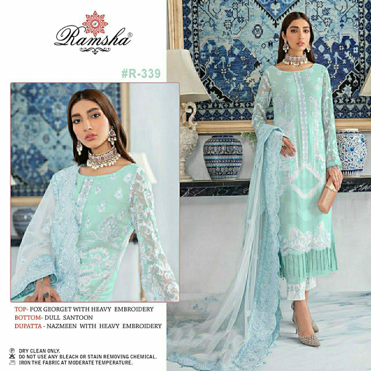 Ramsha R 339 R 341 Georgette Suit Pakistani Collection Single Available Wholesaler Surat