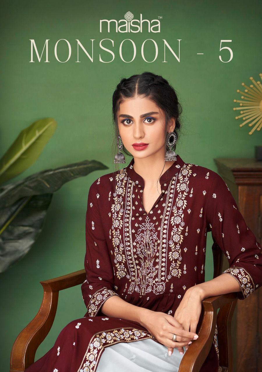 Monsoon Vol 5 By Maskeen Ji Long Top With Pant Readymade Collection Single Available Wholesaler Sura...