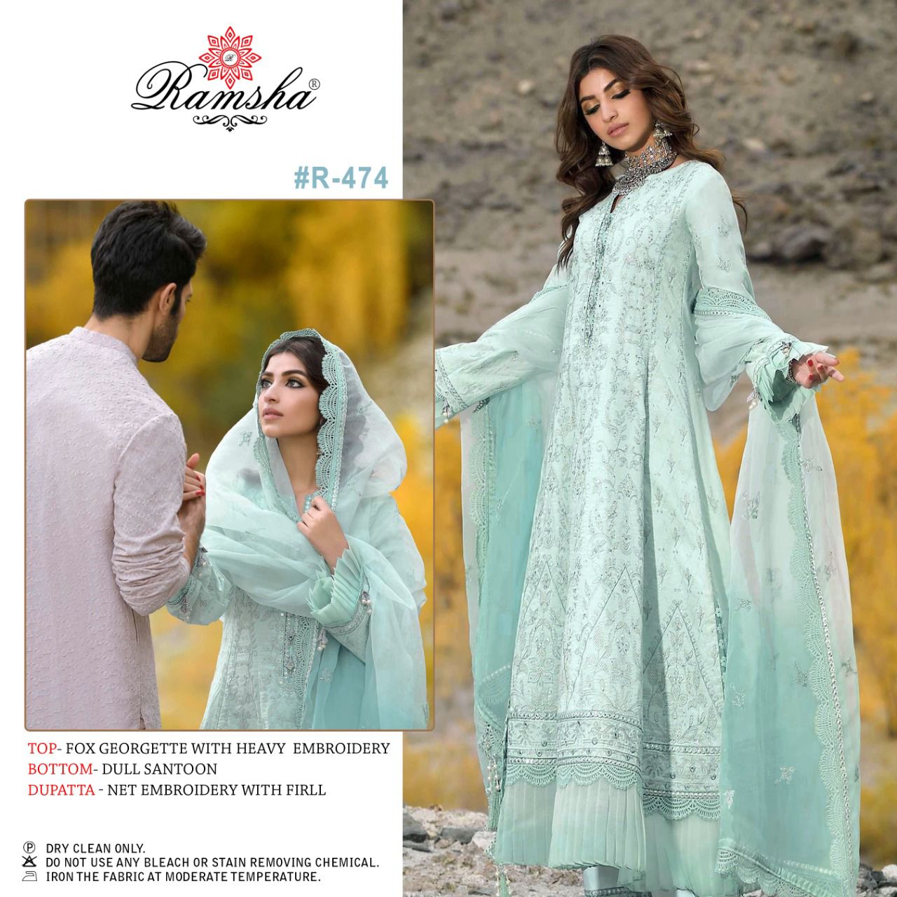 Ramsha Hit Design R 474 Georgette Suit Pakistani Suit Single Available Wholesaler Surat Gujarat