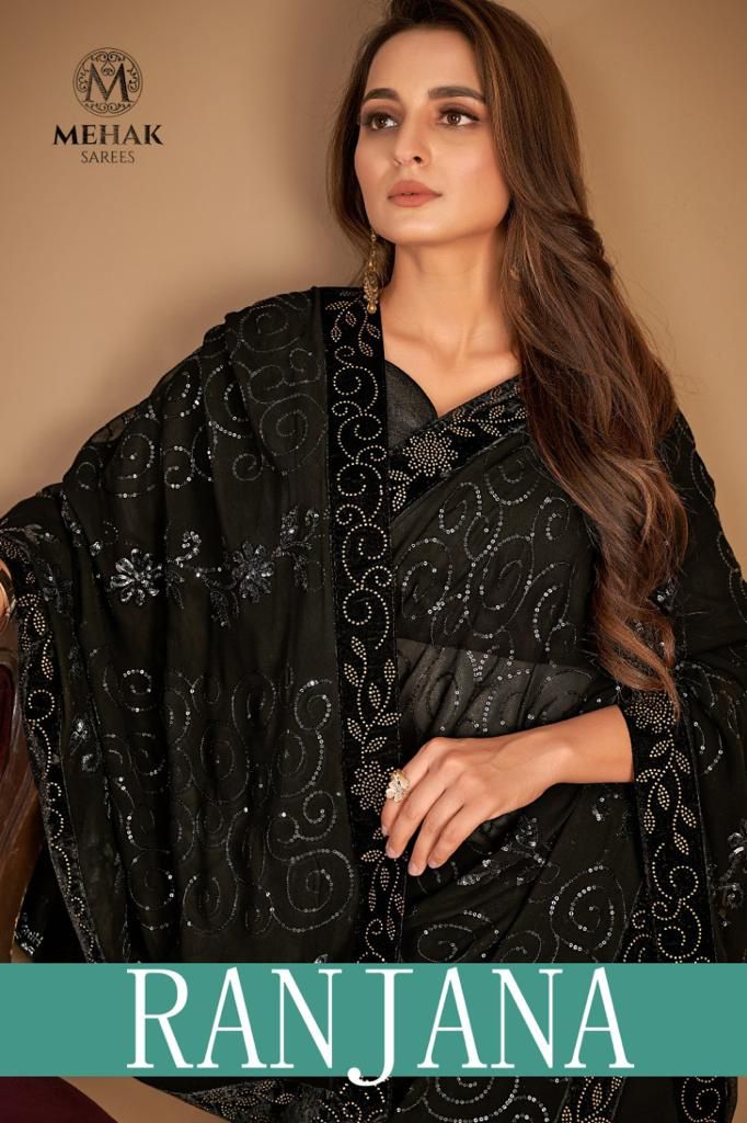 Ranjana Series 442 To 445 Colours By Mahek Designer Georgette Sequence Saree Single And Set Stockies...