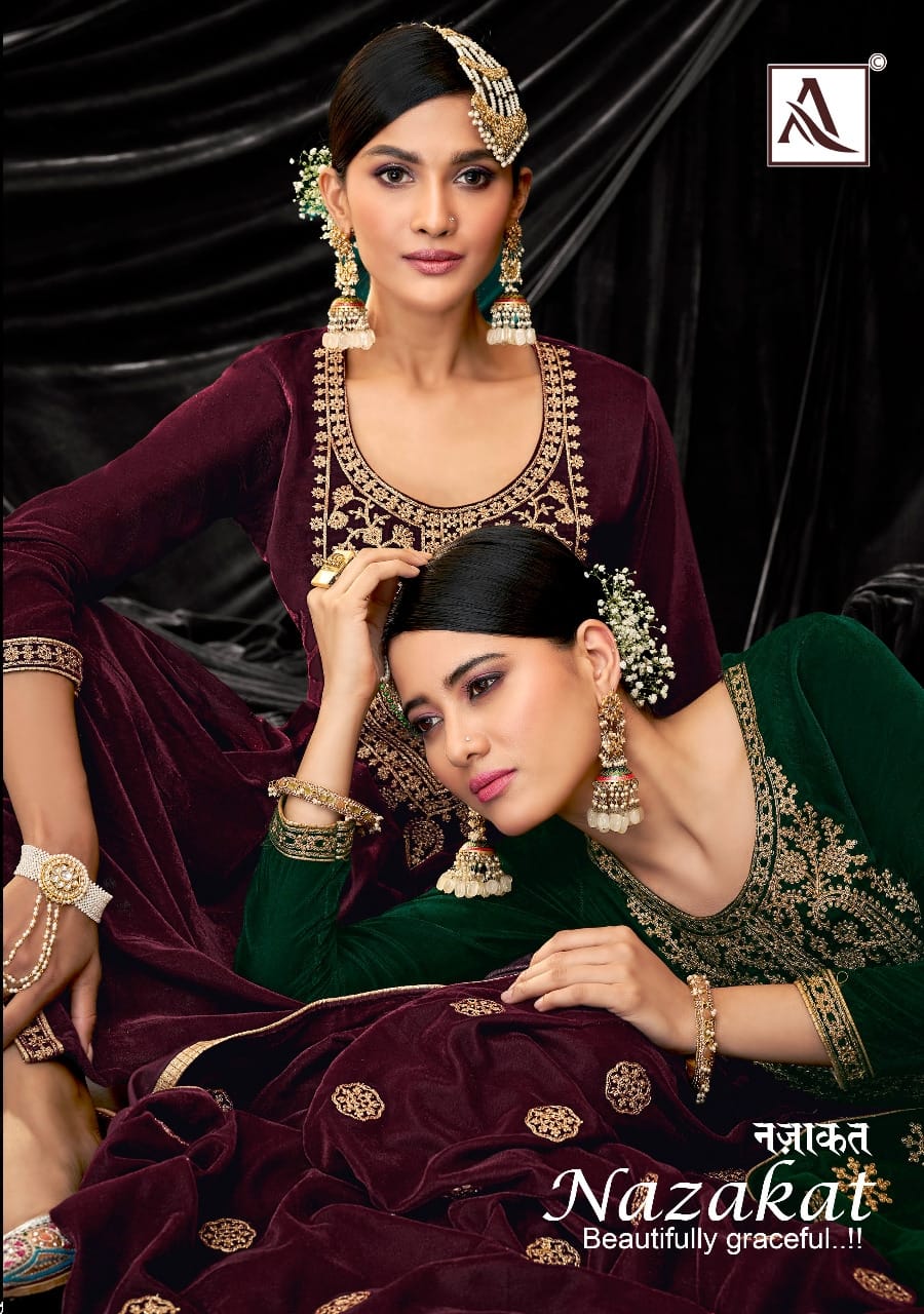 Nazakat By Alok Suit Premium Velvet Suit Wholesale Supplier Traders In Surat