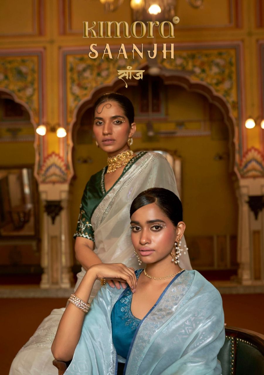 Saanjh Series 2021 To 2025 By Kimora Fashion Designer Organza Saree Single And Set Stockiest And Sup...