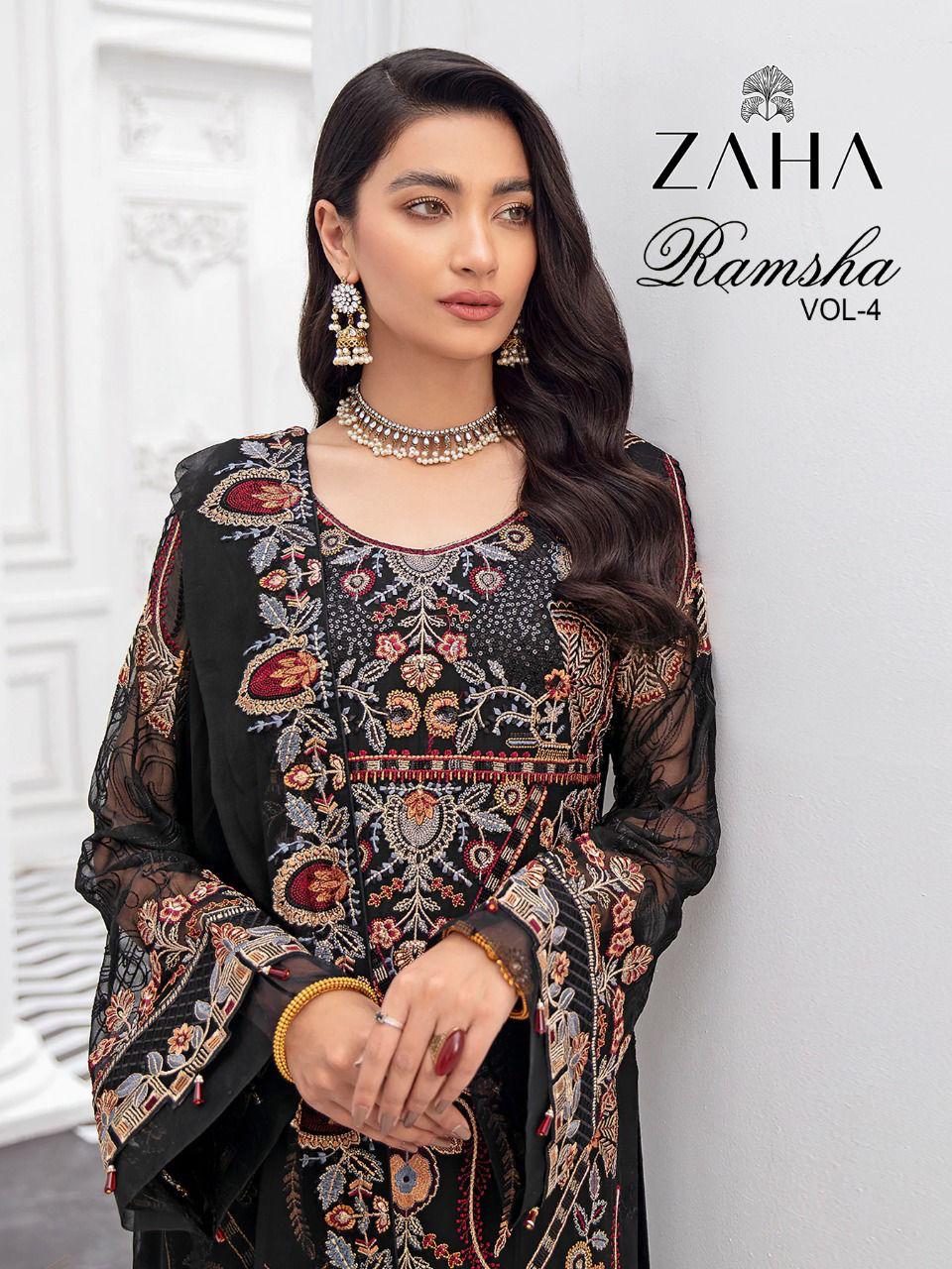 Ramsha Vol 4 By Zaha Georgette Pakistani Suit Single Available Wholesaler Surat Gujarat
