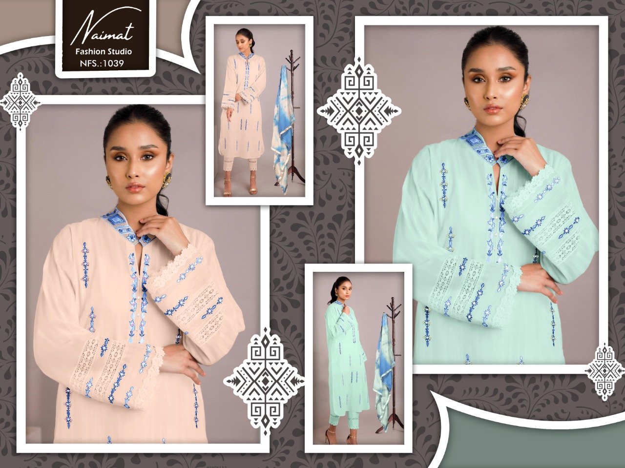 Nfs 1039 By Naimat Fashion Studio Pure Georgette Top Bottom With Dupatta Wholesaler Supplier From Su...