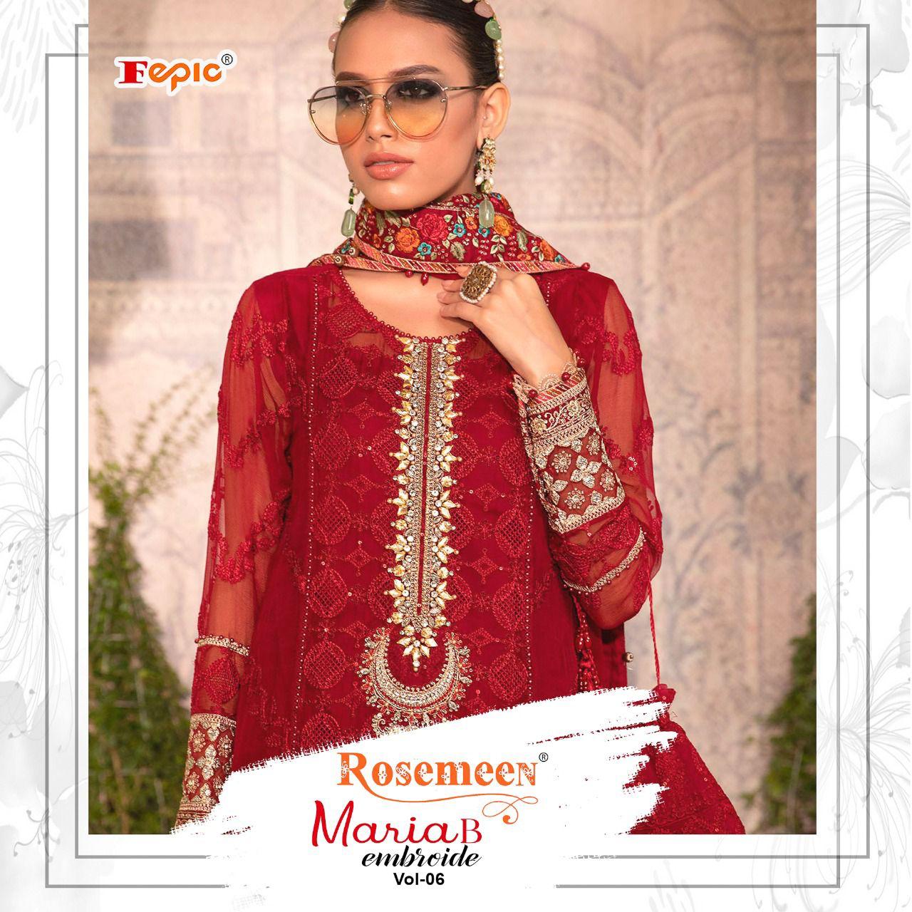 Rosemeen Maria B Embroide Vol 6 By Fepic Georgette Suit Pakistani Collection Wholesaler Supplier Fro...
