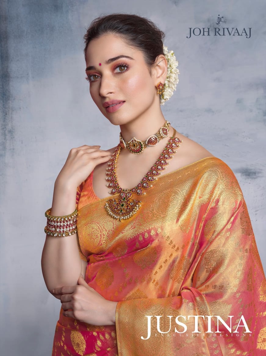 Joh Rivaaj New Catalog Launch Justina Series 15001 To 15009 Heavy Party Wear Saree Dealer From Surat...