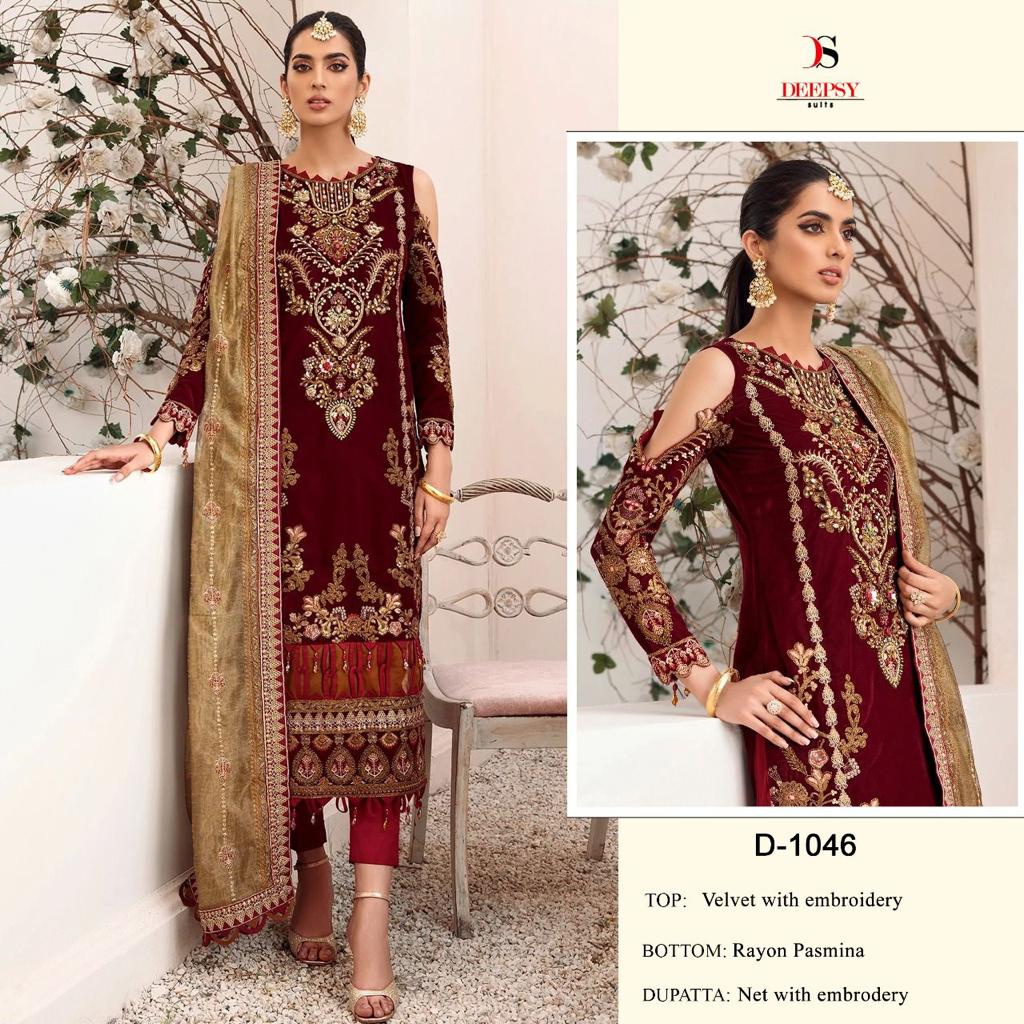 Hit Design Of Velvet D No 1046 By Deepsy Suits