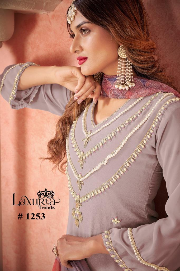 Laxuria Trendz D No 1253 New Collection Handwork Kurti With Pant With Dupatta