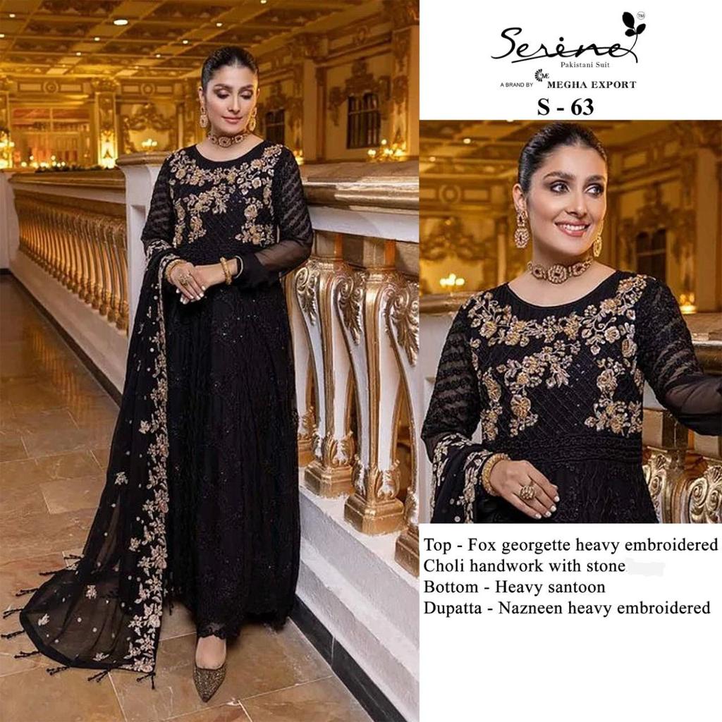 Serine S 63 By Megha Exports Heavy Embroidery Georgette Suit Pakistani Concept