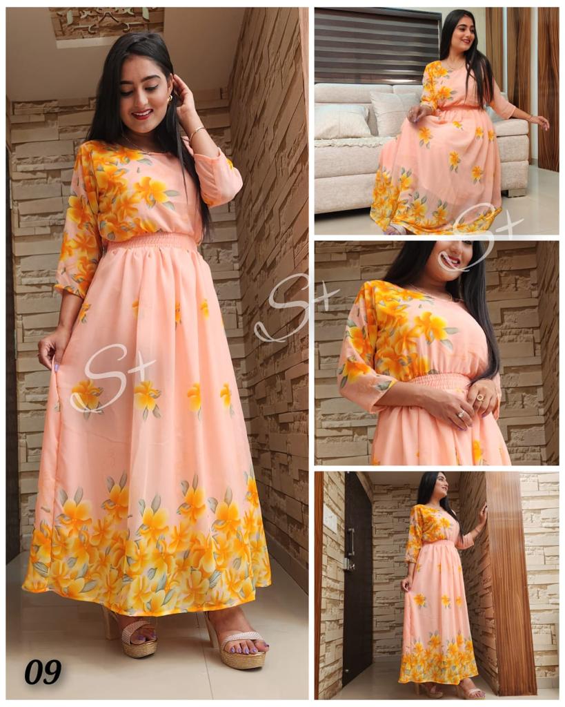 S Plus Kurti Print Gown Collection