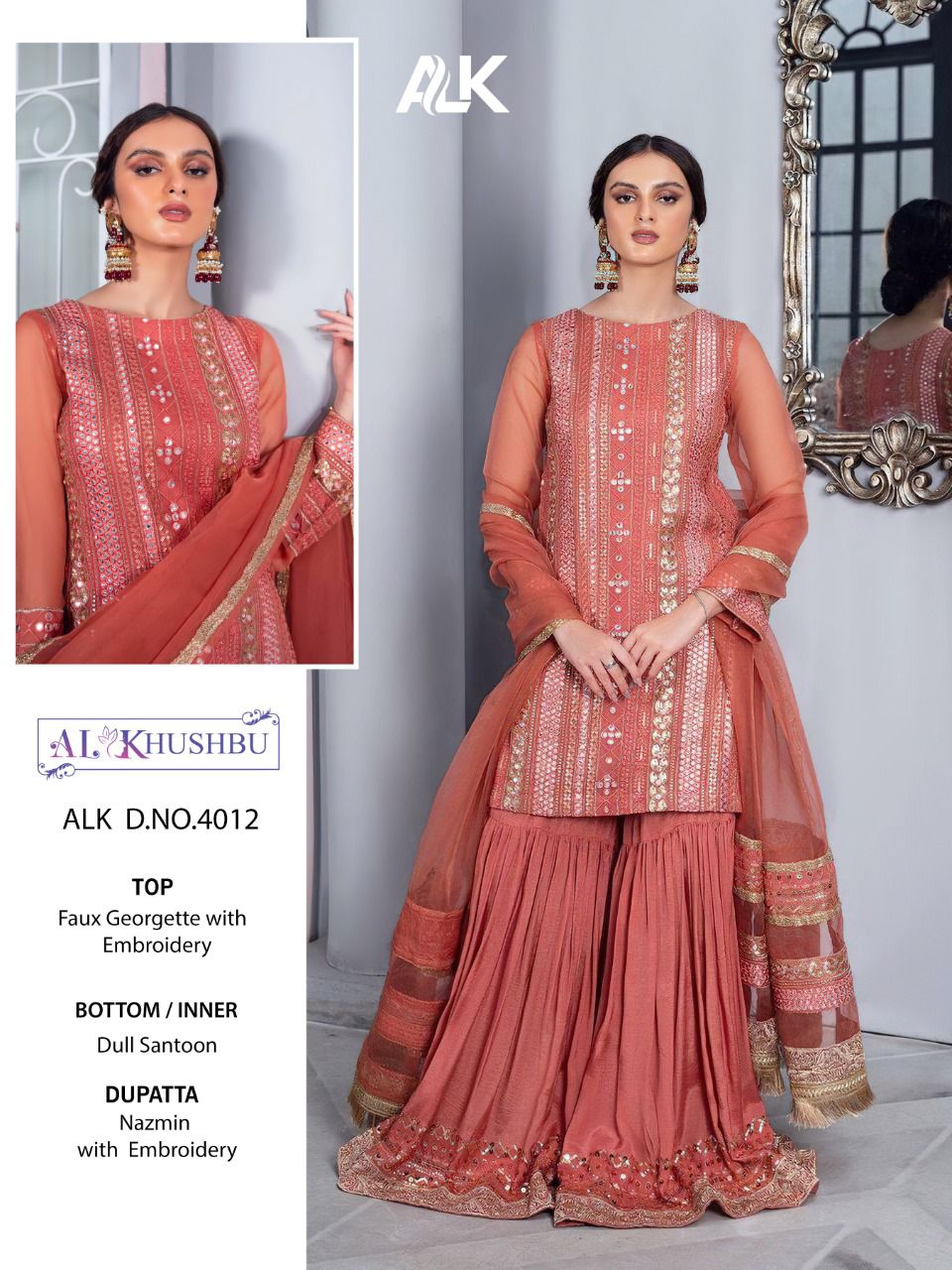 Alk 4012 By Al Khushbu Georgette Suit Pakistani Concept