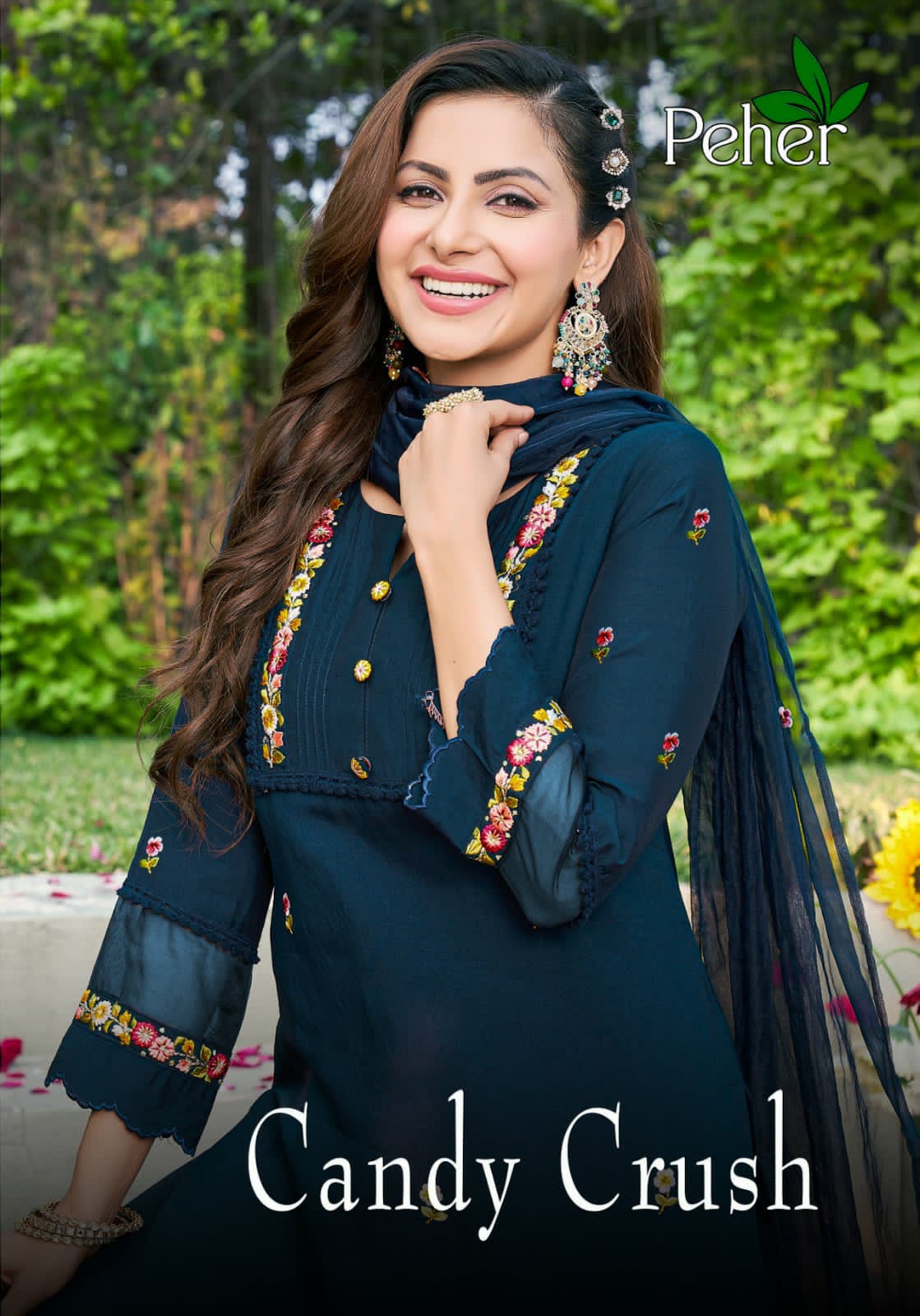 Candy Crush By Peher By Vivils Silk Mills Fancy Work Top Bottom Duppata Collection