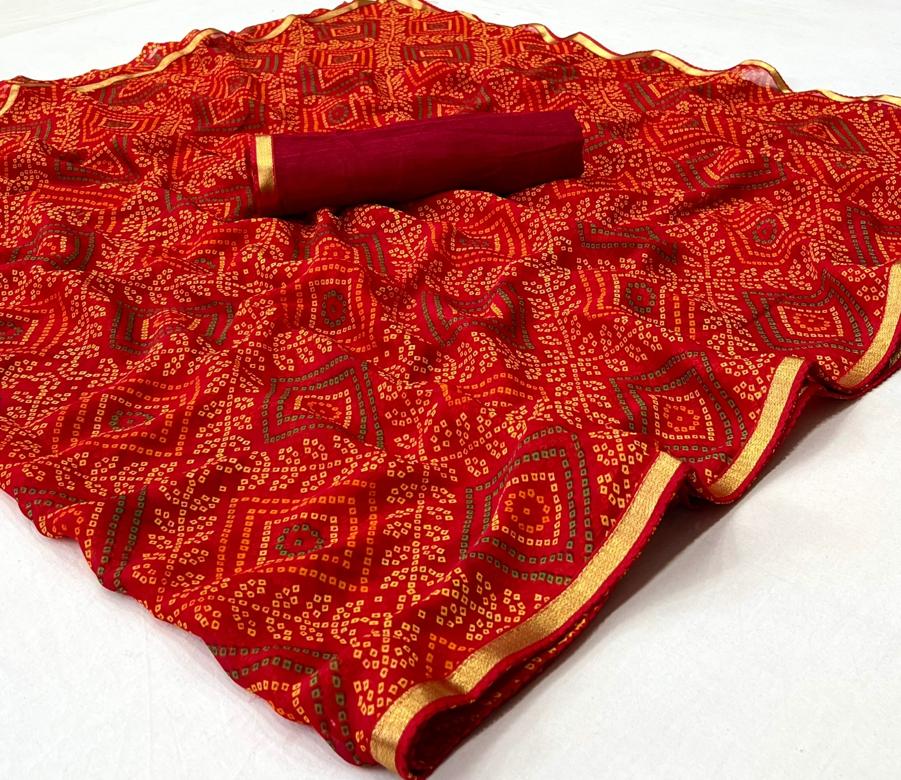 Ahiri By Kashvi Creation Chiffon Border With Fancy Blouse Saree