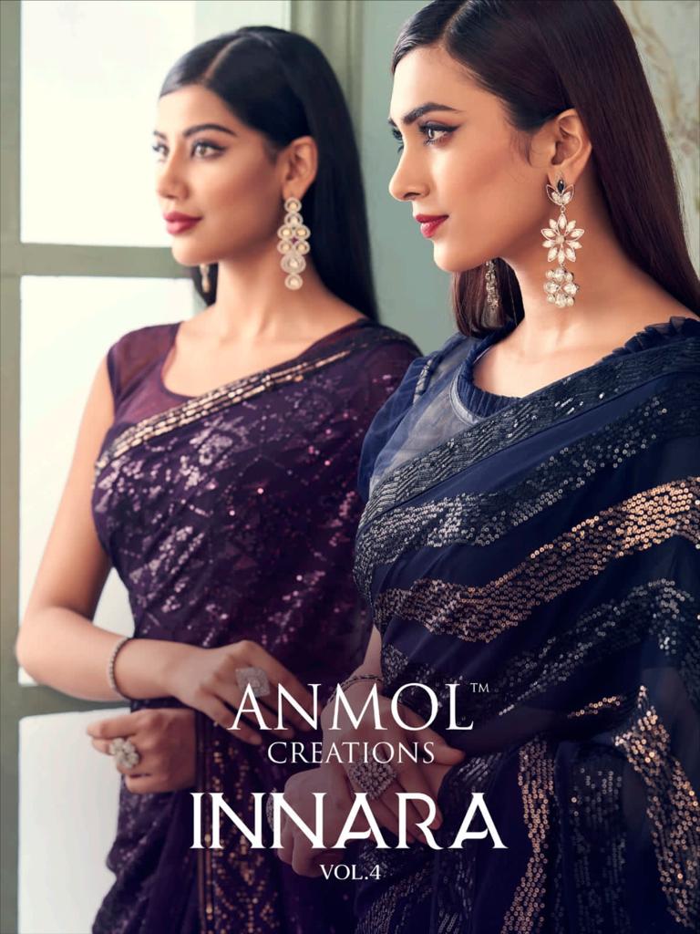 Inaara Vol 4 Series 2401 To 2414 By Anmol Creation Georgette Fancy Saree Single And Set Stockiest An...