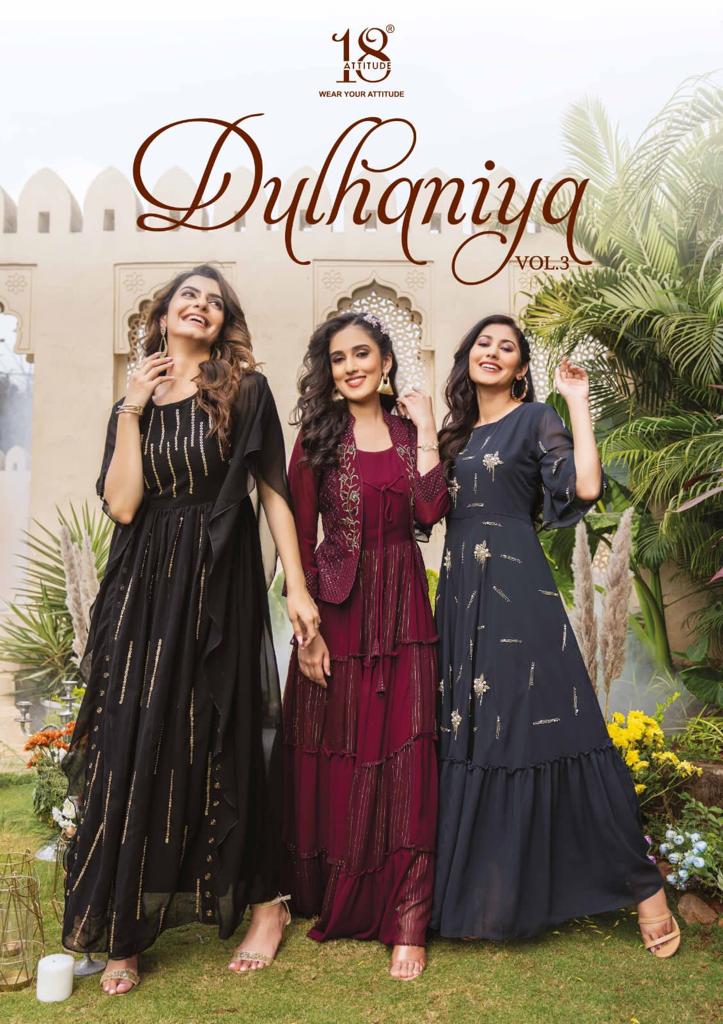 Dulhania Vol 3 By 18 Attitude Party Wear Crop Top Style Gowns
