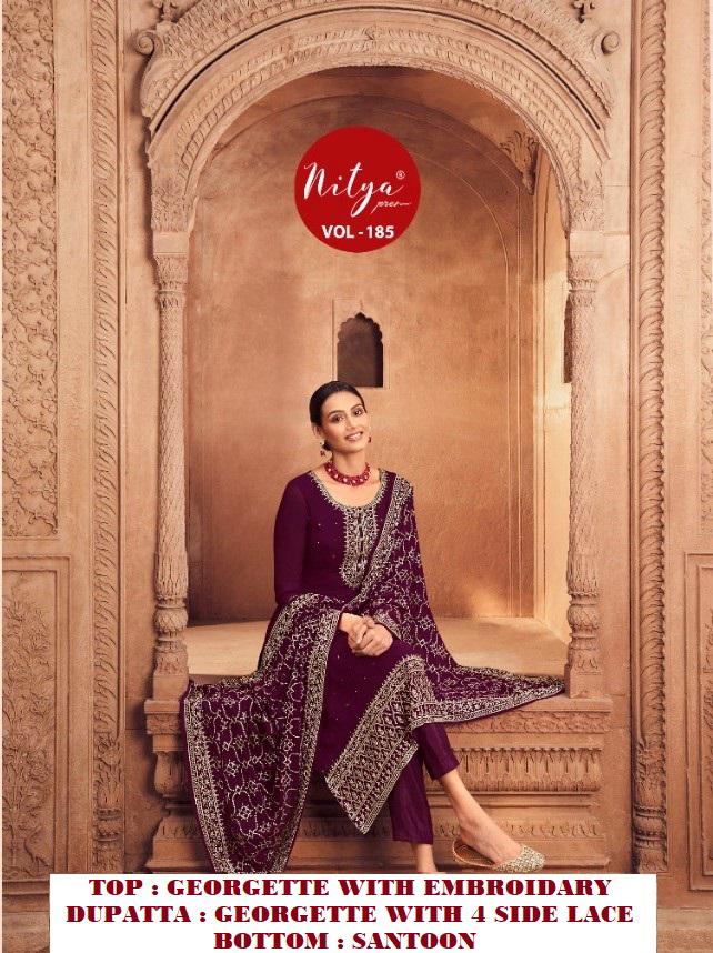 Nitya Vol 185 Heavy Georgette Suit Single Avilable Dealer From Surat