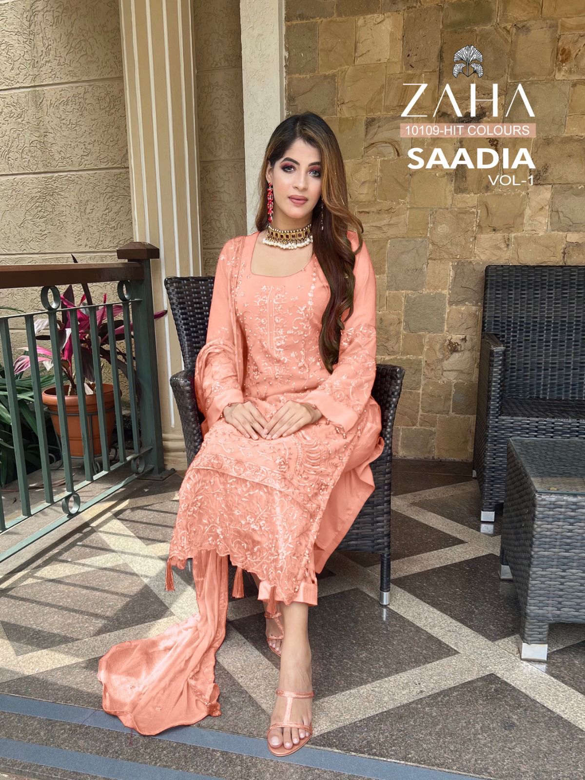 Saadia D No 10109 A B C D Hit Deaign By Zaha Georgette Pakistani Suits