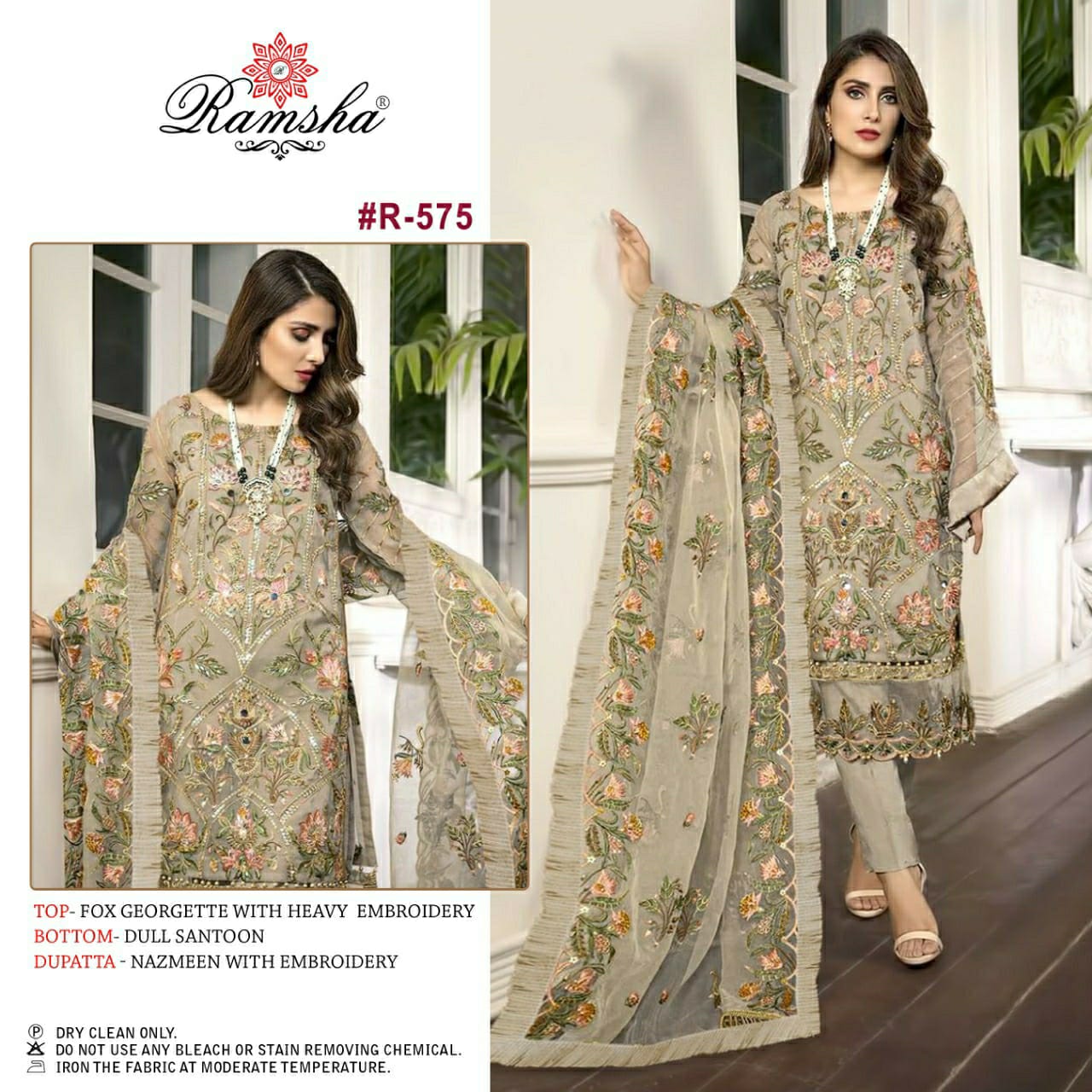 R 575 By Ramsha Georgette Pakistani Concept