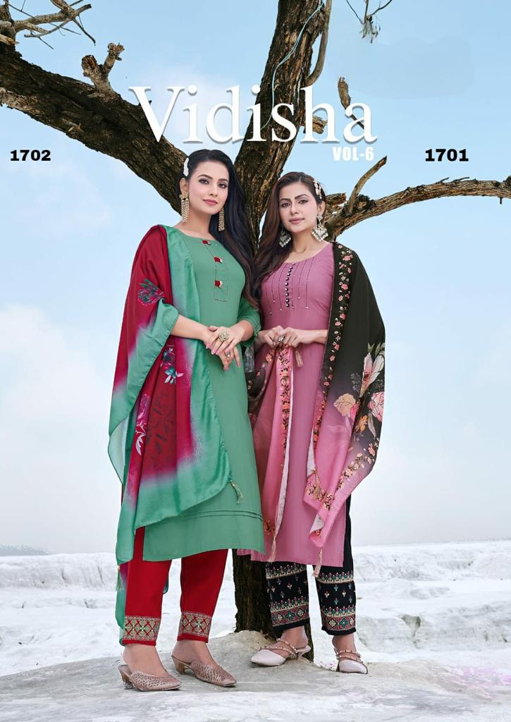 Vidisha Vol 6 Fancy Kurti Pant With Dupatta