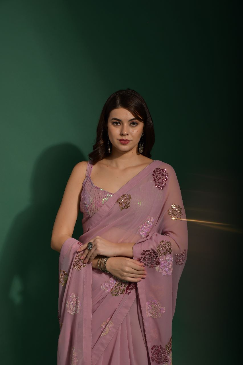 Sahibi Heavy Georgette Multi Colour Sequence Work Sarees