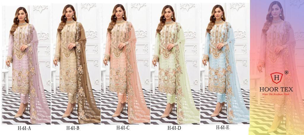 H 61 A To E By Hoor Tex Heavy Georgette Pakistani Suits