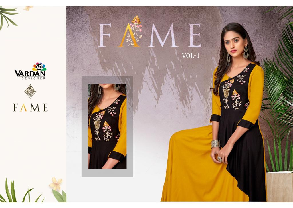Fame By Vardan Designer Heavy Riyon Long Kurti