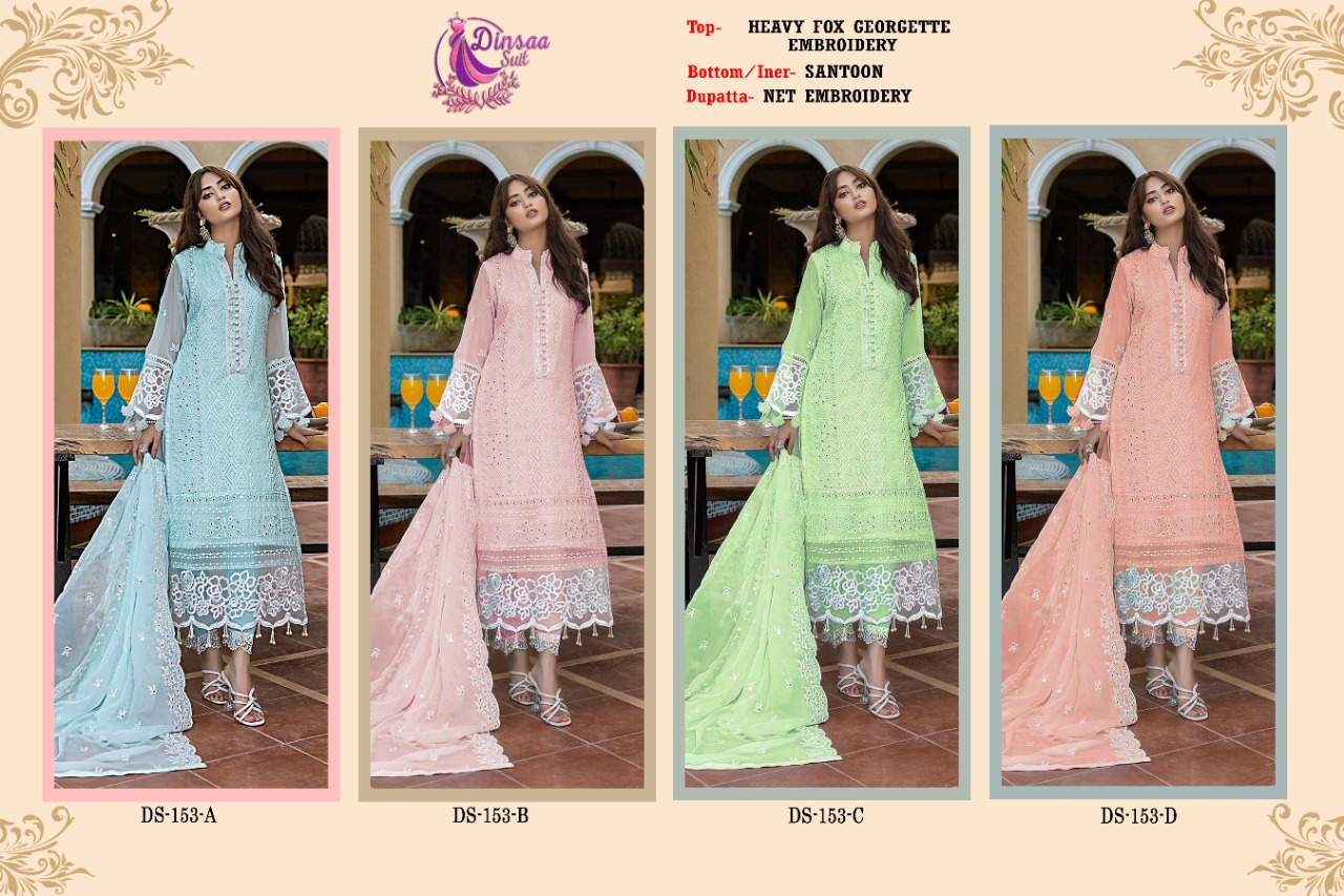 Dinsaa Suit D No 153 Georgette Pakistani Suits Single Avilable Dealer From Surat