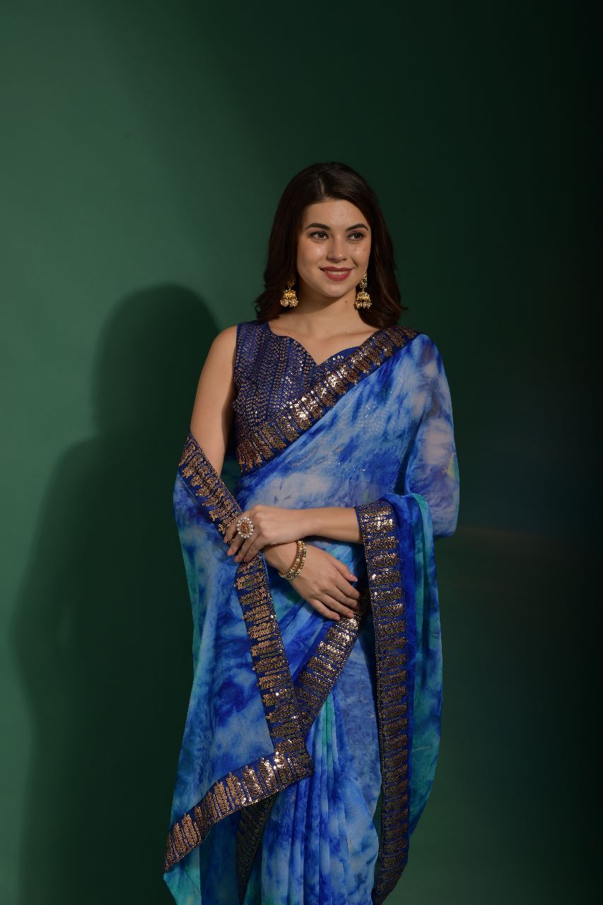 Mansuri Prijam Sequence Designer Border Sarees