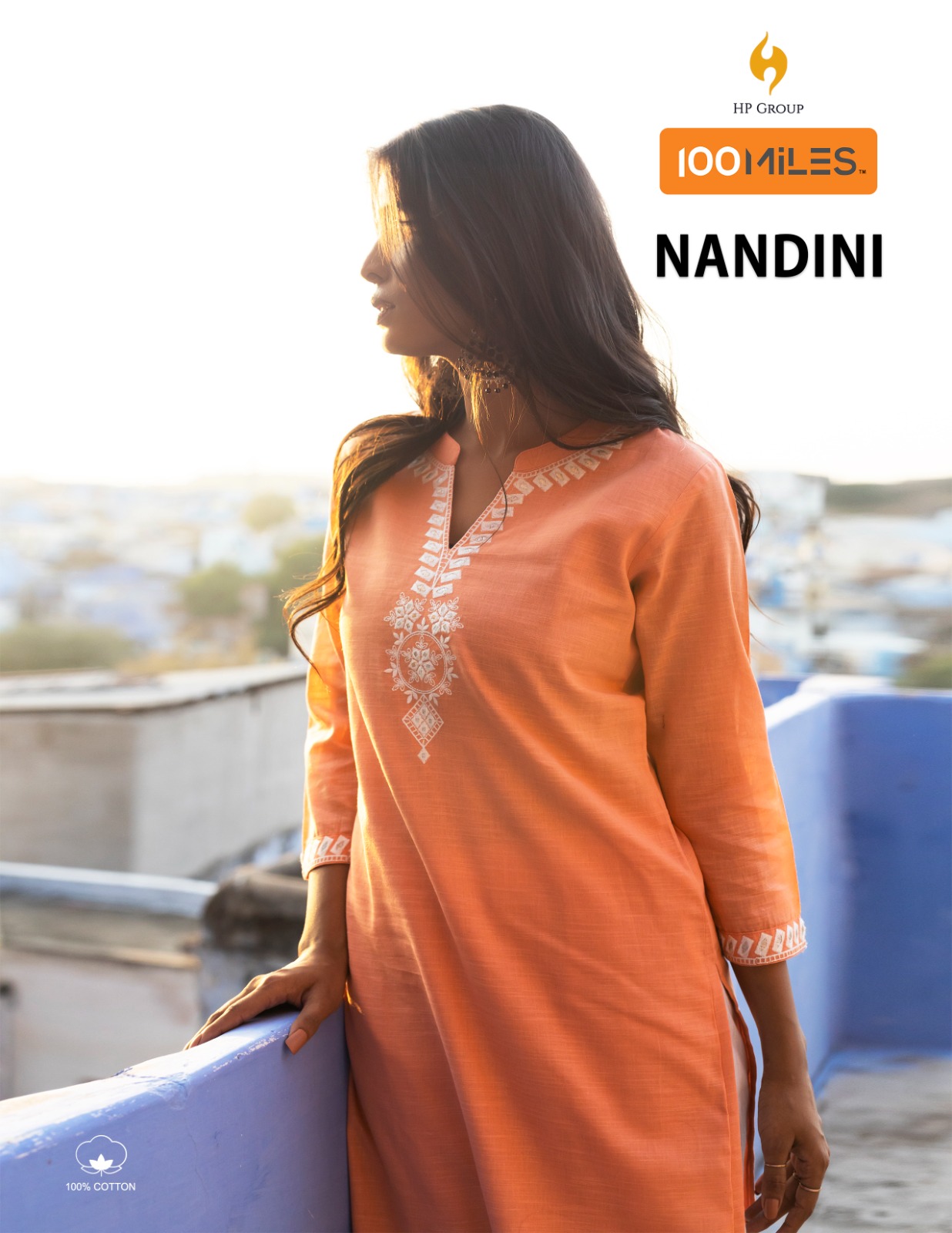 Nandini By 100 Miles Pure Cotton Embroidery Work Kurti Wholesaler Surat