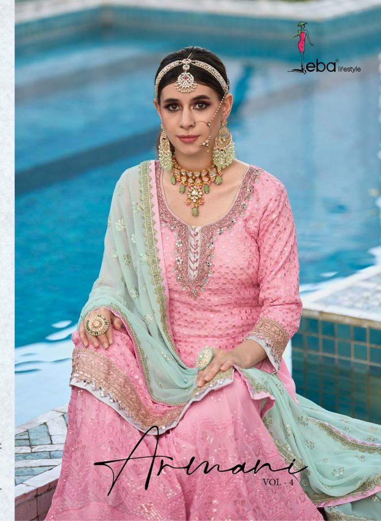 Armani Vol 4 By Eba Lifestyle Designer Plazo Suit Single Avilable Wholesaler Supplier Surat