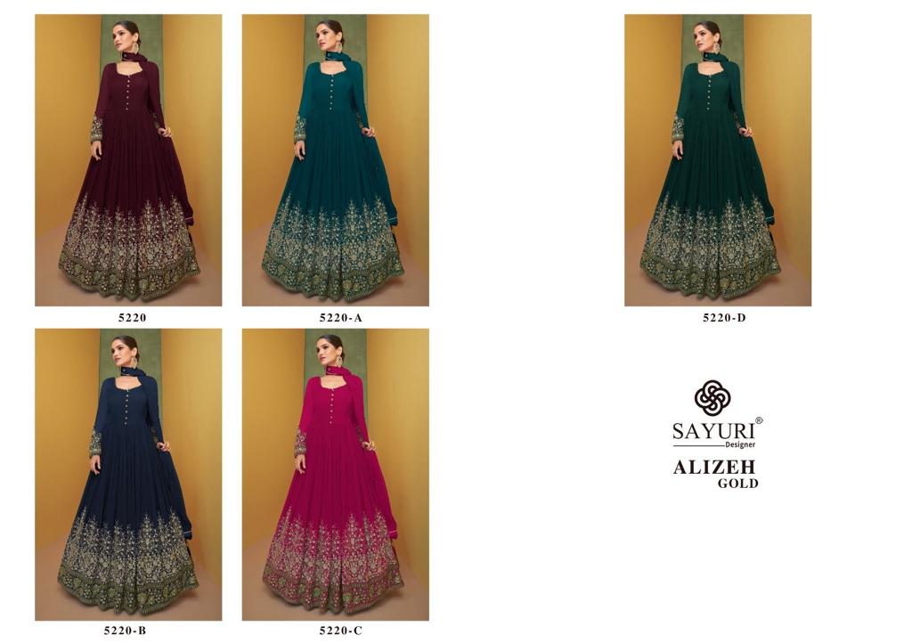 Alizeh Gold By Sayuri Designer Georgette Long Gown Suit Dealer From Surat
