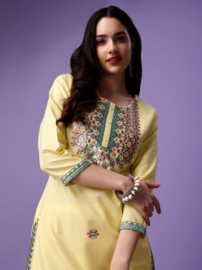 New Collection Embroidery Work Kurti Bottom With Dupatta Wholesaler Supplier From Surat