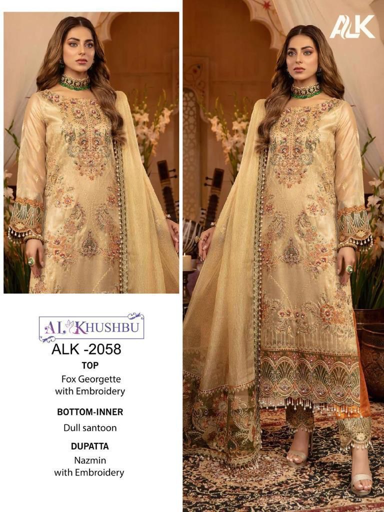 Alk D No 2058 By Al Khushbu Georgette Pakistani Concept Single Avilable Dealer From Surat