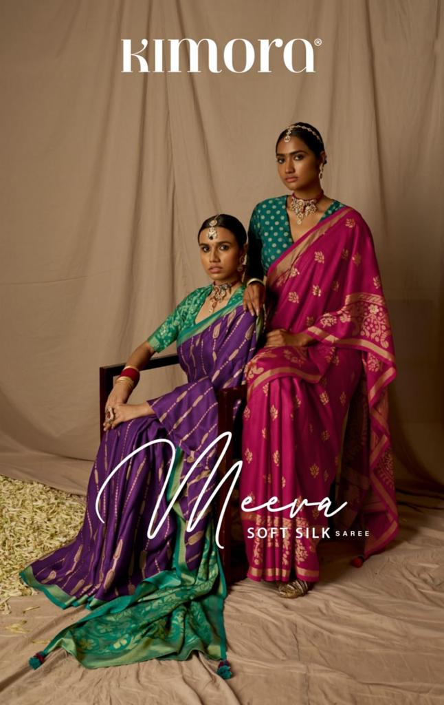 Meera Soft Silk By Kimora Designer Saree Single Avilable Wholesaler Supplier Surat