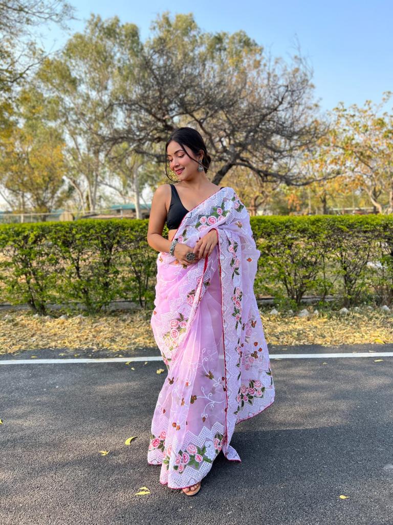 Kamal Jaal Fancy Organza Saree Collection Manufacturer Surat