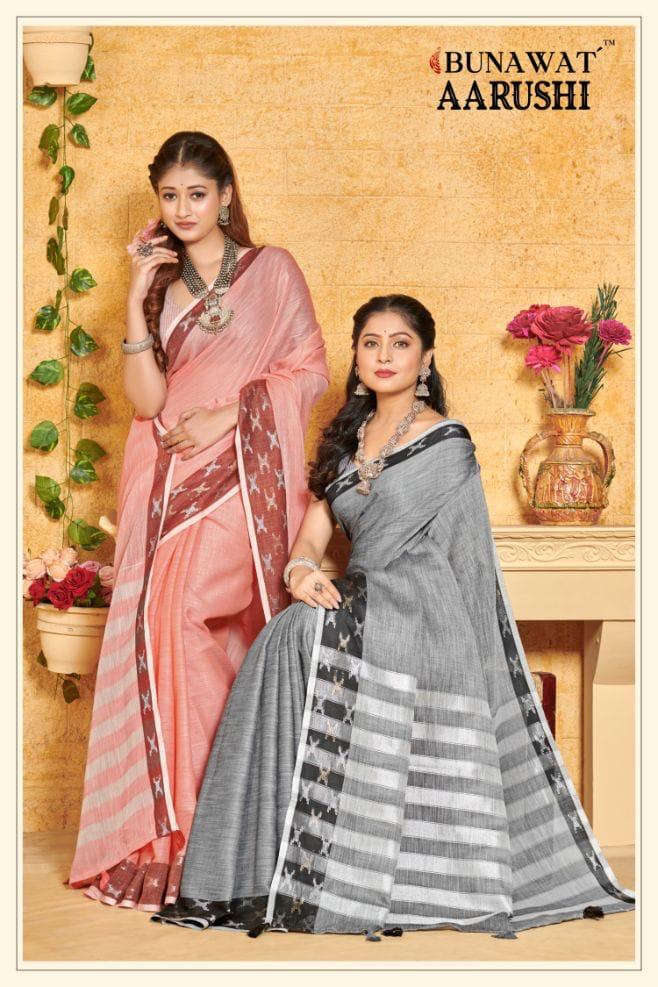 Aarushi By Bunawat Linen Sarees Collection Surat