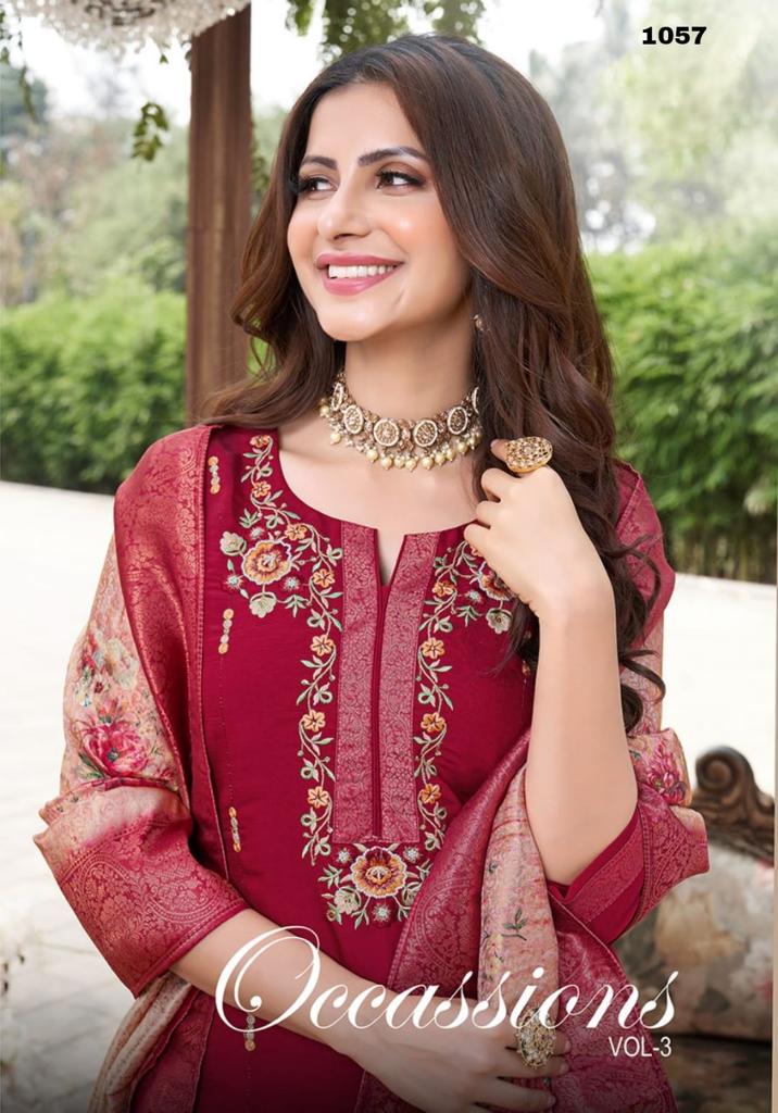 Occassion Vol 3 Fancy Party Wear Top Bottom Duppata Collection Single Avilable Wholesaler Supplier S...