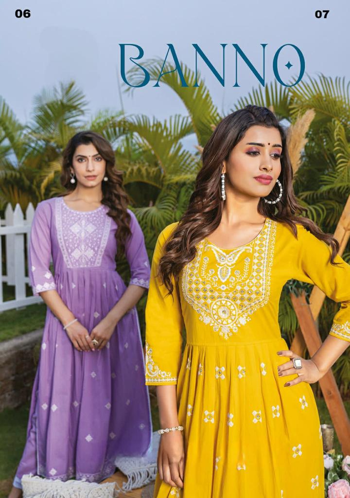 Banno Stylish Summer Season Nayra Kurti Pant With Dupatta Concept Single And Set Stockiest And Suppl...