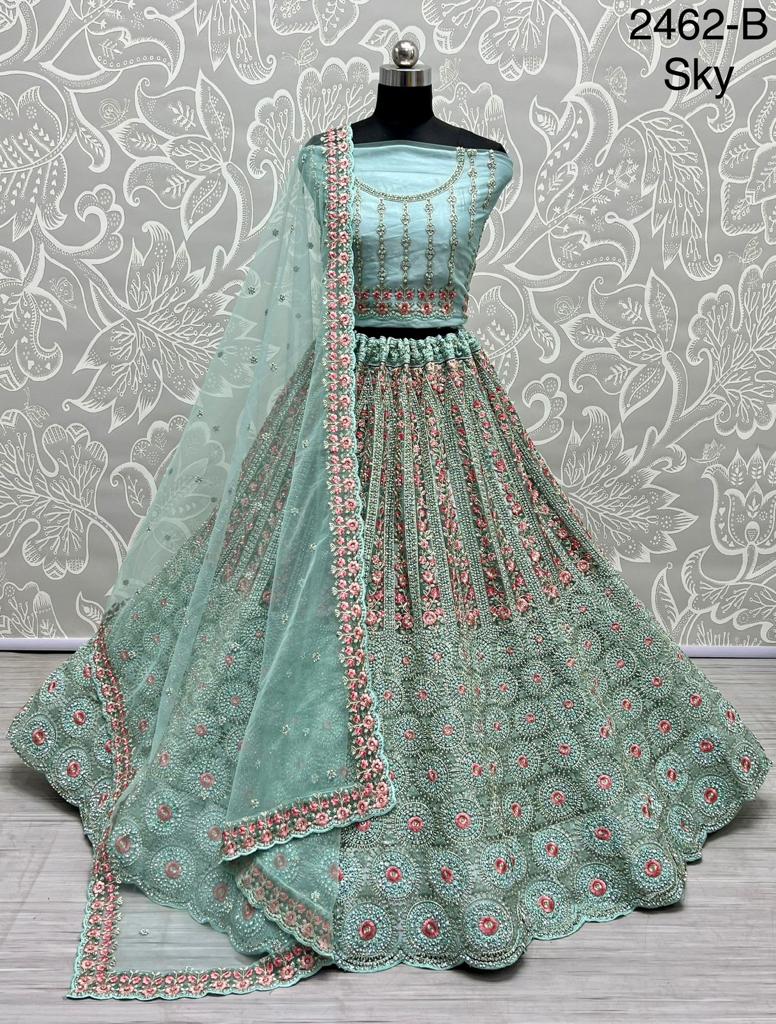 Design 2462 Seqvance And Zari Work Wedding Season Lehengas Collection Manufacturer Surat